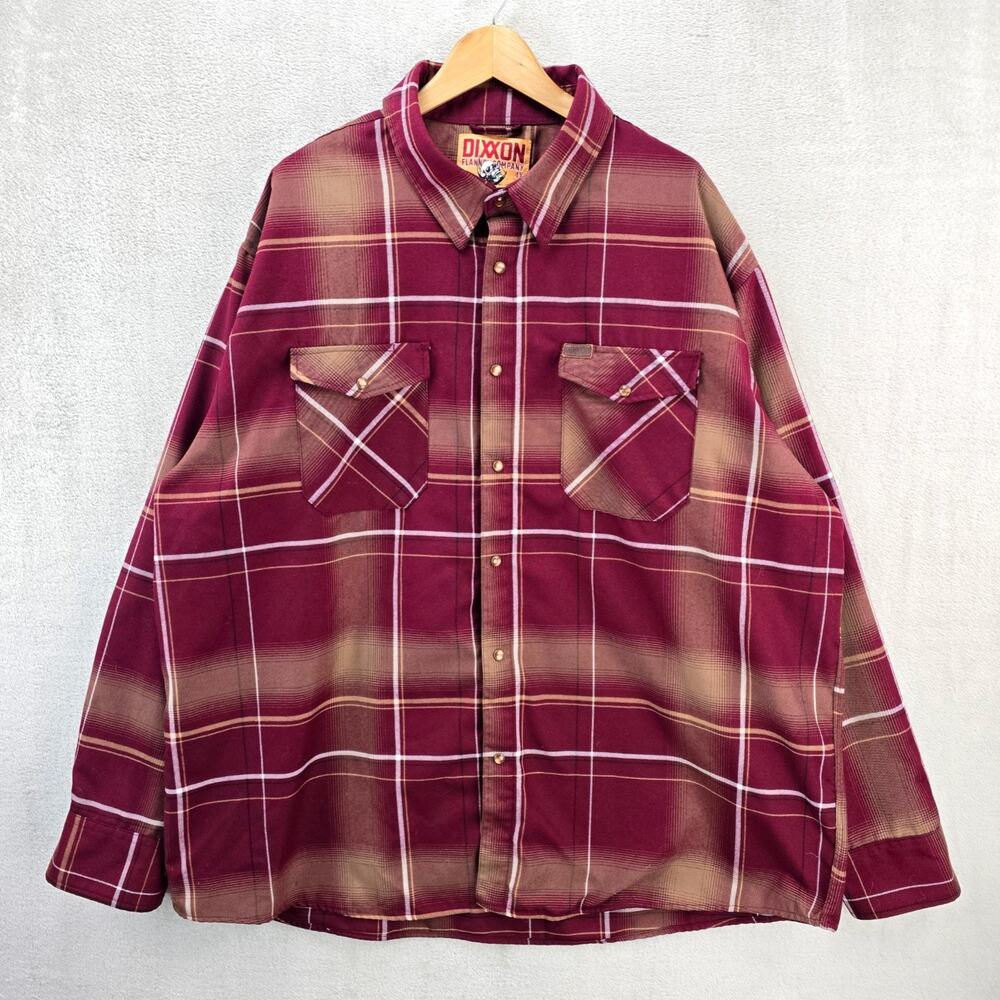 Dixxon Flannel Company Shirt Mens 4XL Cabernet Red Plaid Tartan Workwear